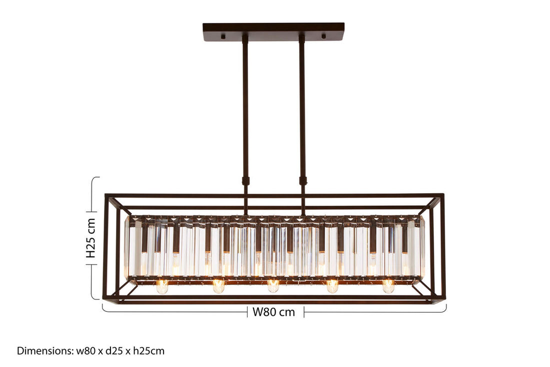 Akiko 5 Bulb Dark Bronze and Glass Ceiling Light - Image 5