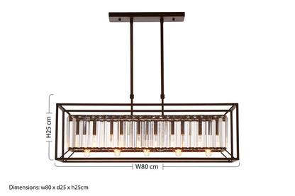 Akiko 5 Bulb Dark Bronze and Glass Ceiling Light