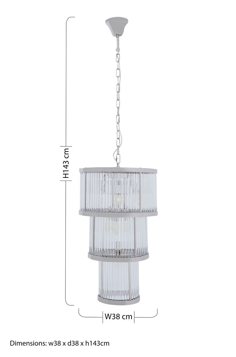 Salasco 3 Tier Nickel Finish Chandelier 38cm - Image 9