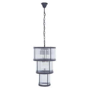 3 Tier Black Finish Glass Chandelier | Salasco