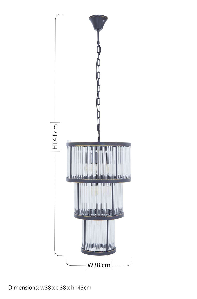 Salasco 3 Tier Black Finish Glass Chandelier - Image 10