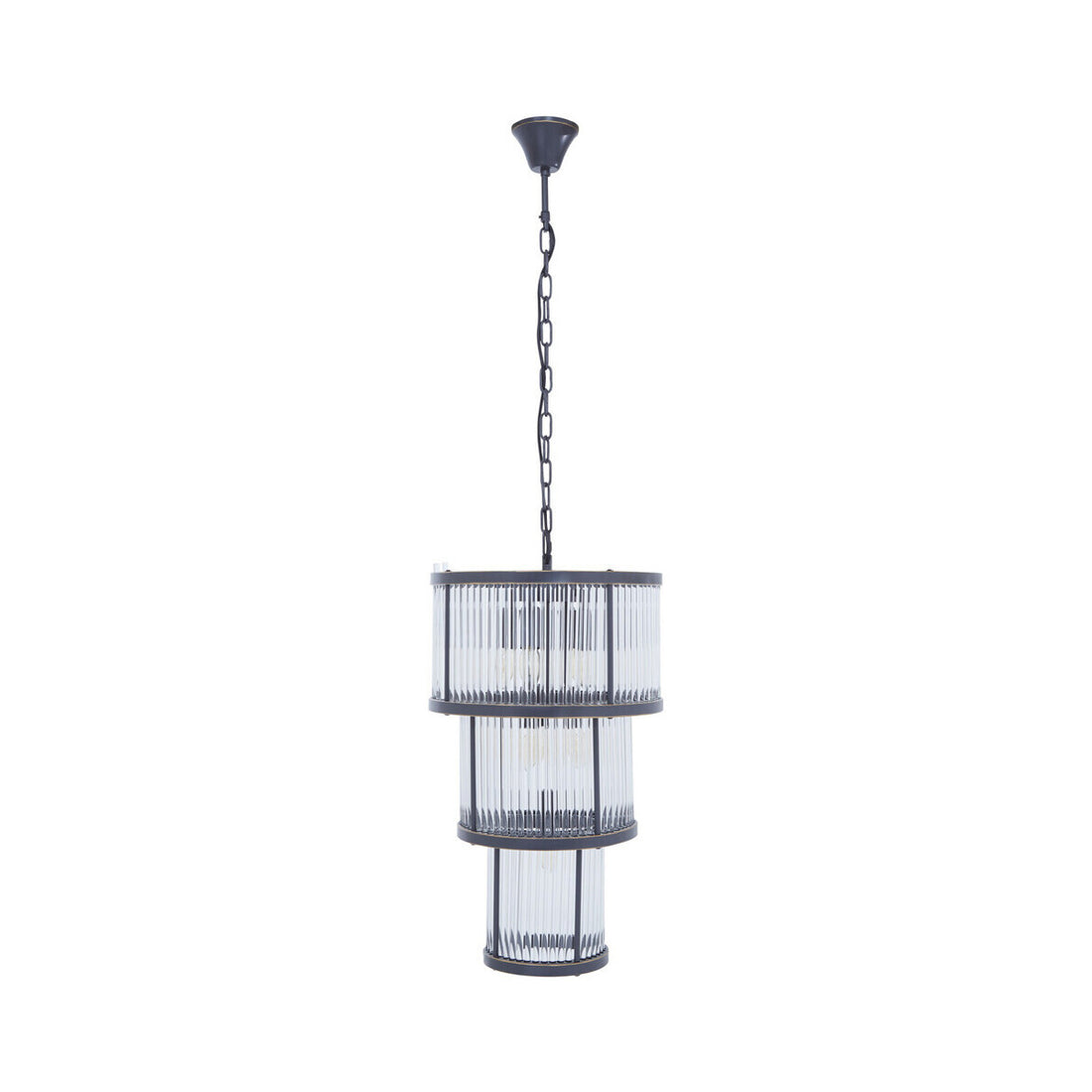 Salasco 3 Tier Black Finish Glass Chandelier