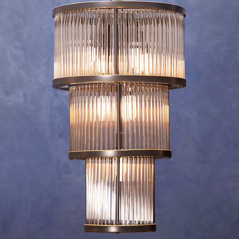 Salasco 3 Tier Black Finish Glass Chandelier - Image 2