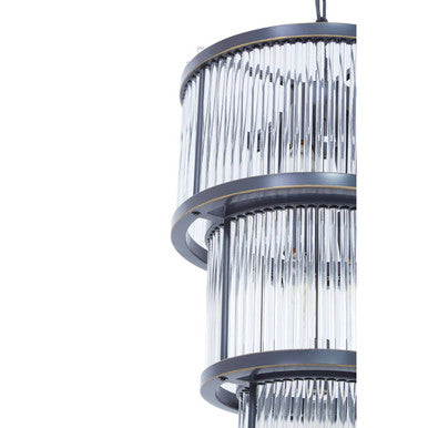 Salasco 3 Tier Black Finish Glass Chandelier - Image 8