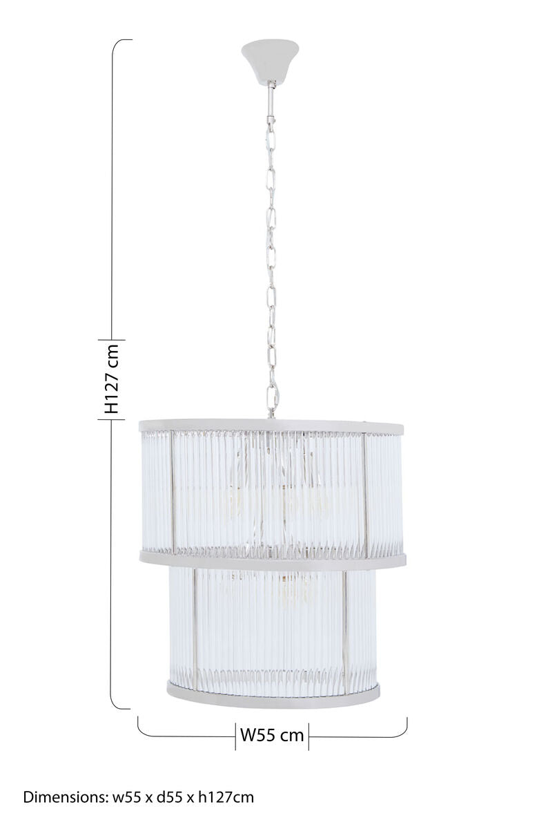 Salasco 2 Tier Nickel Finish Glass Chandelier - Image 10