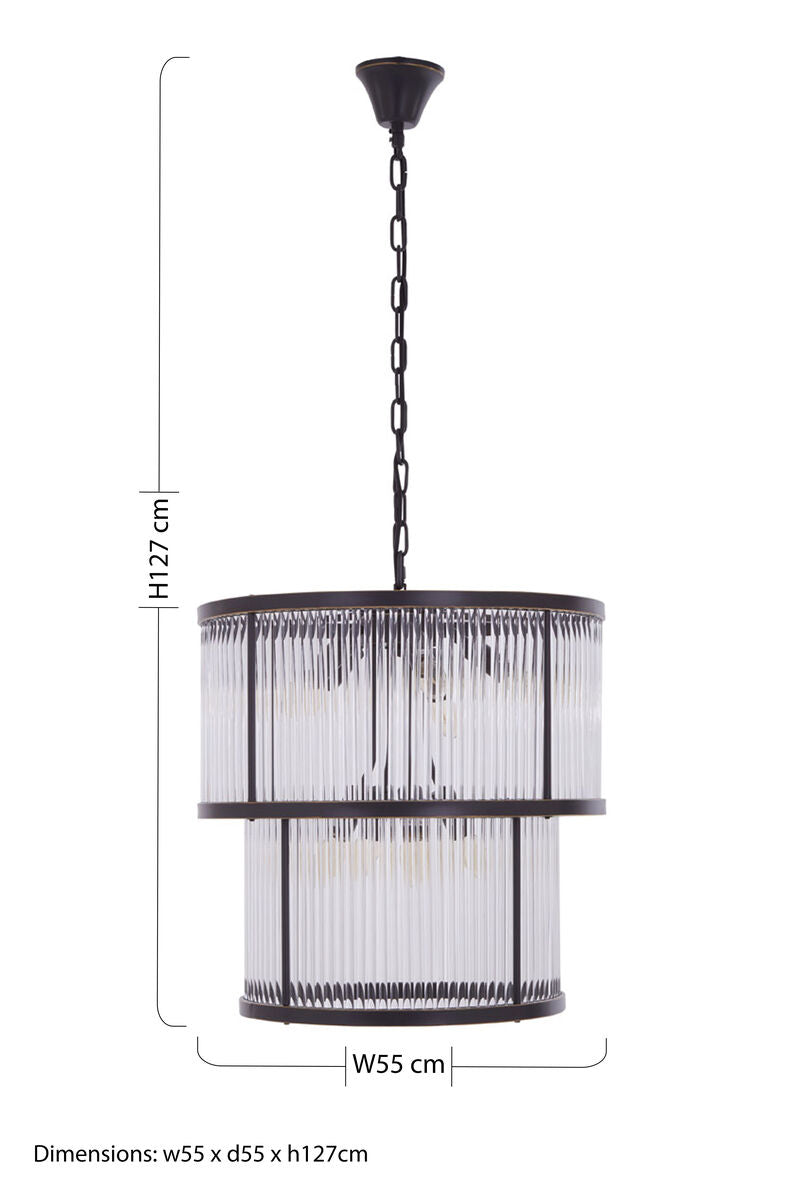 Salasco 2 Tier Antique Black Glass Chandelier - Image 6