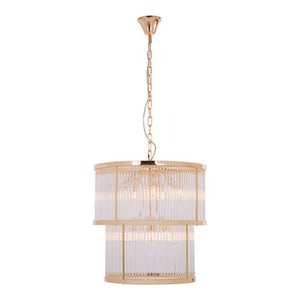 2 Tier Gold Finish Glass Chandelier | Salasco