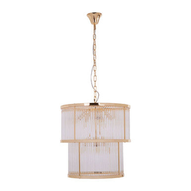 Salasco 2 Tier Gold Finish Glass Chandelier