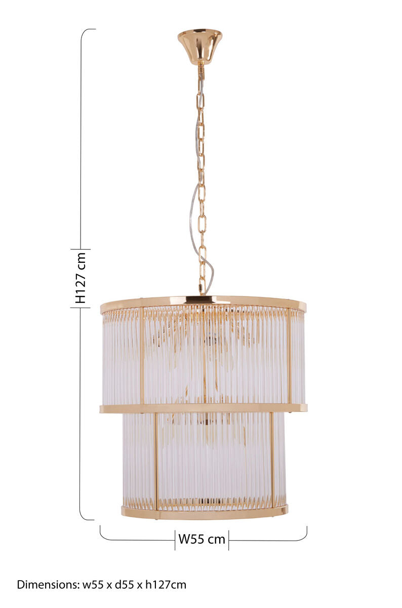 Salasco 2 Tier Gold Finish Glass Chandelier - Image 8