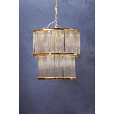 Salasco 2 Tier Gold Finish Glass Chandelier - Image 4