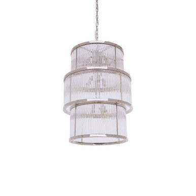 Salasco 3 Tier Nickel Finish Glass Chandelier