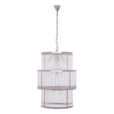 Salasco 3 Tier Nickel Finish Glass Chandelier