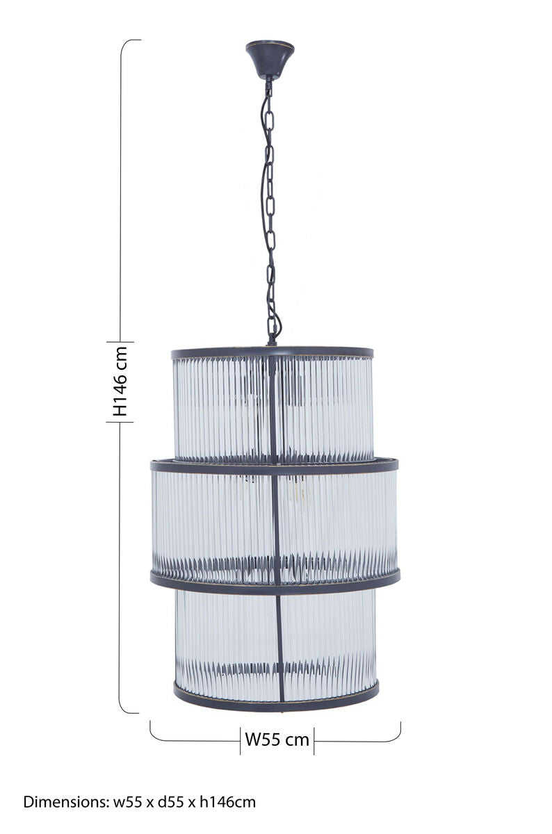 Salasco Black Finish 3 Tiered Glass Chandelier - Image 9