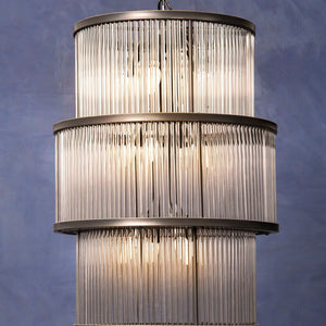 Black Finish 3 Tiered Glass Chandelier | Salasco