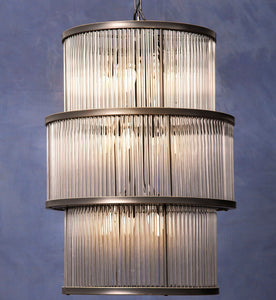 Salasco Black Finish 3 Tiered Glass Chandelier