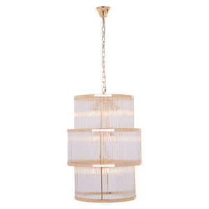 Salasco 3 Tier Gold Finish Glass Chandelier