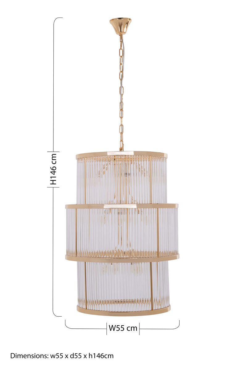 Salasco 3 Tier Gold Finish Glass Chandelier - Image 7