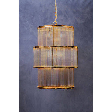 Salasco 3 Tier Gold Finish Glass Chandelier - Image 3