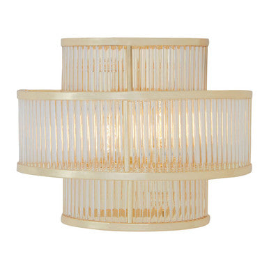 Salasco 3 tier glass wall light with warm metallic iron frame