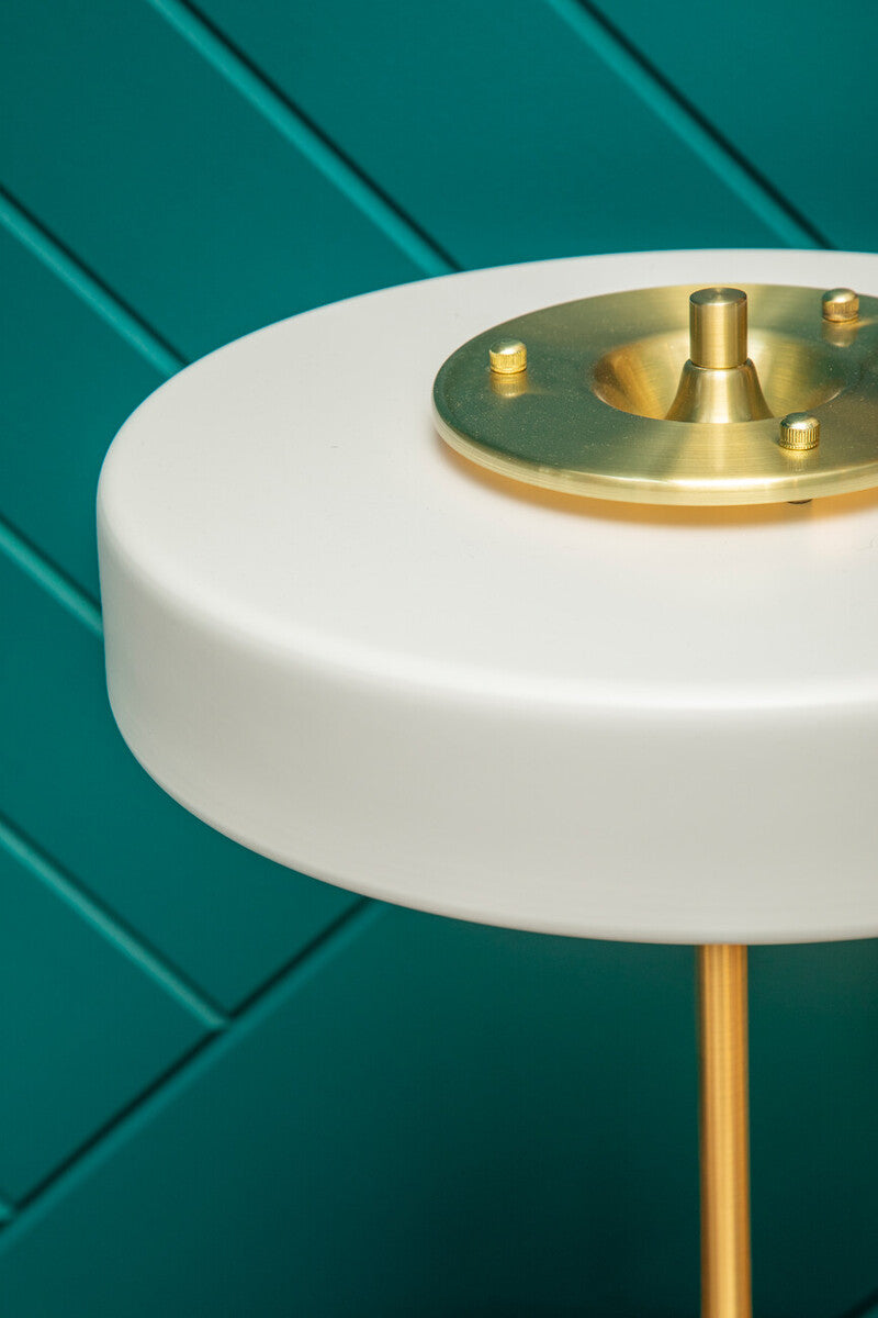 Rogano White Shade with Gold Finish Frame Table Lamp - Image 7