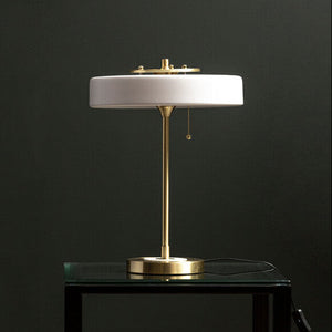 White Shade with Gold Finish Frame Table Lamp | Rogano