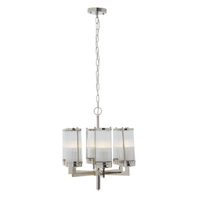 Hilton Glass and Nickel Finish 6 Arm Pendant Light - Image 3