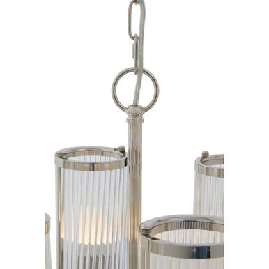 Hilton Glass and Nickel Finish 6 Arm Pendant Light - Image 6