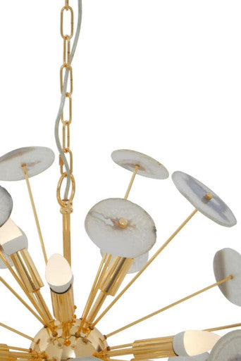 Glamour Gold and Agate 12 Light Ceiling Light - Image 5