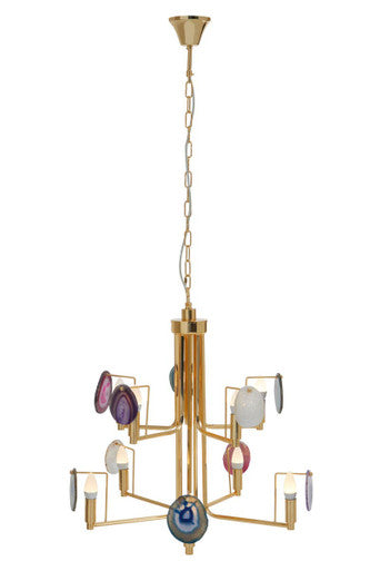 Glamour Gold and Agate 10 Light Ceiling Light - Image 4