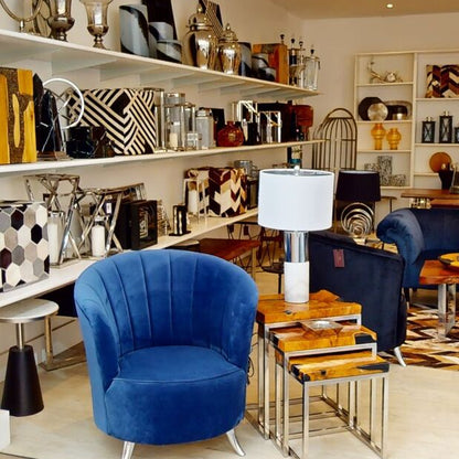 Eben Marble Base Table Lamp with Ivory Shade