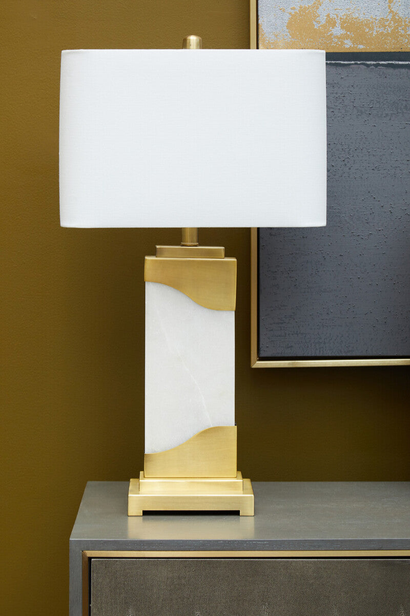 Edith Table Lamp in White Marble and Gold