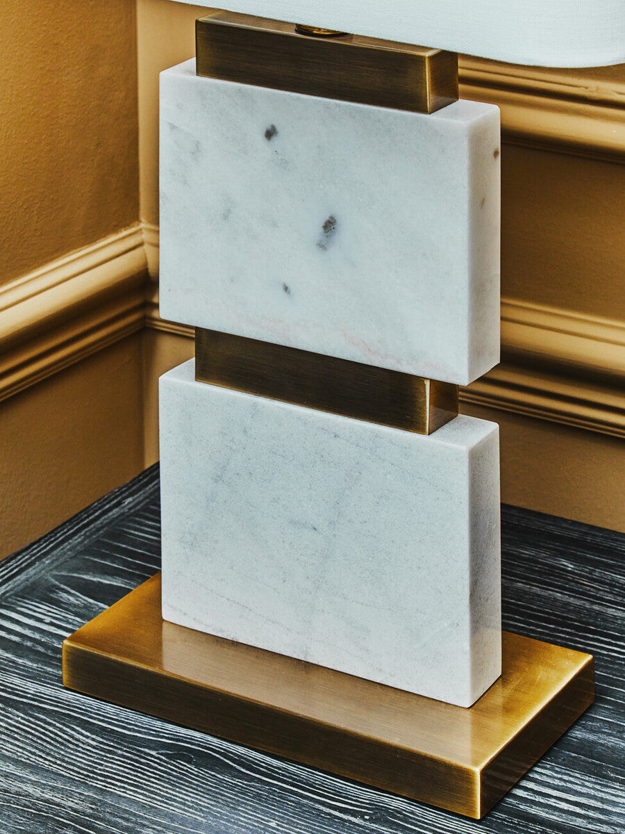 Eira Table Lamp with Marble Base and Ivory Shade