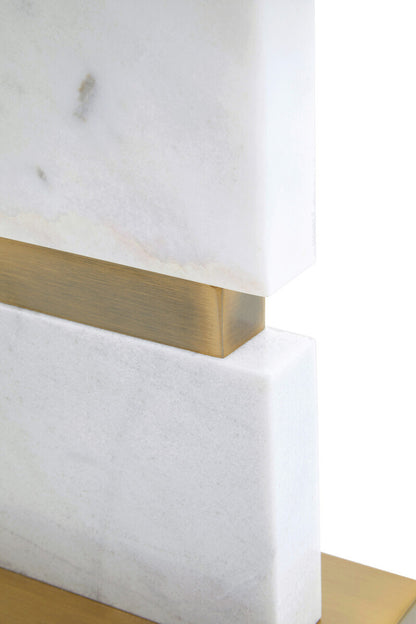 Eira Table Lamp with Marble Base and Ivory Shade