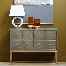 Elora Circular Marble Table Lamp with Ivory Shade