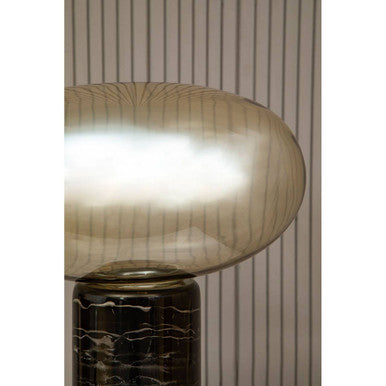 Marmo Black Marble Table Lamp With Glass Shade