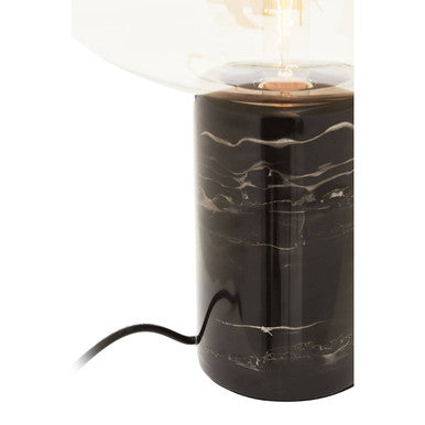Marmo Black Marble Table Lamp With Glass Shade