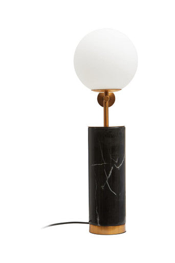 Marmo Black Marble Table Lamp With White Shade