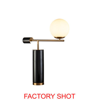 Marmo Black Marble Table Lamp With White Shade