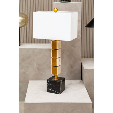 Marmo White Fabric Shade Table Lamp