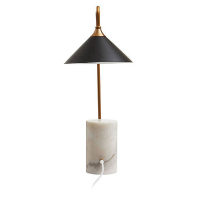 Marmo Black Shade Table Lamp With White Marble Base