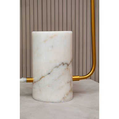 Marmo Black Shade Table Lamp With White Marble Base