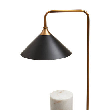 Marmo Black Shade Table Lamp With White Marble Base