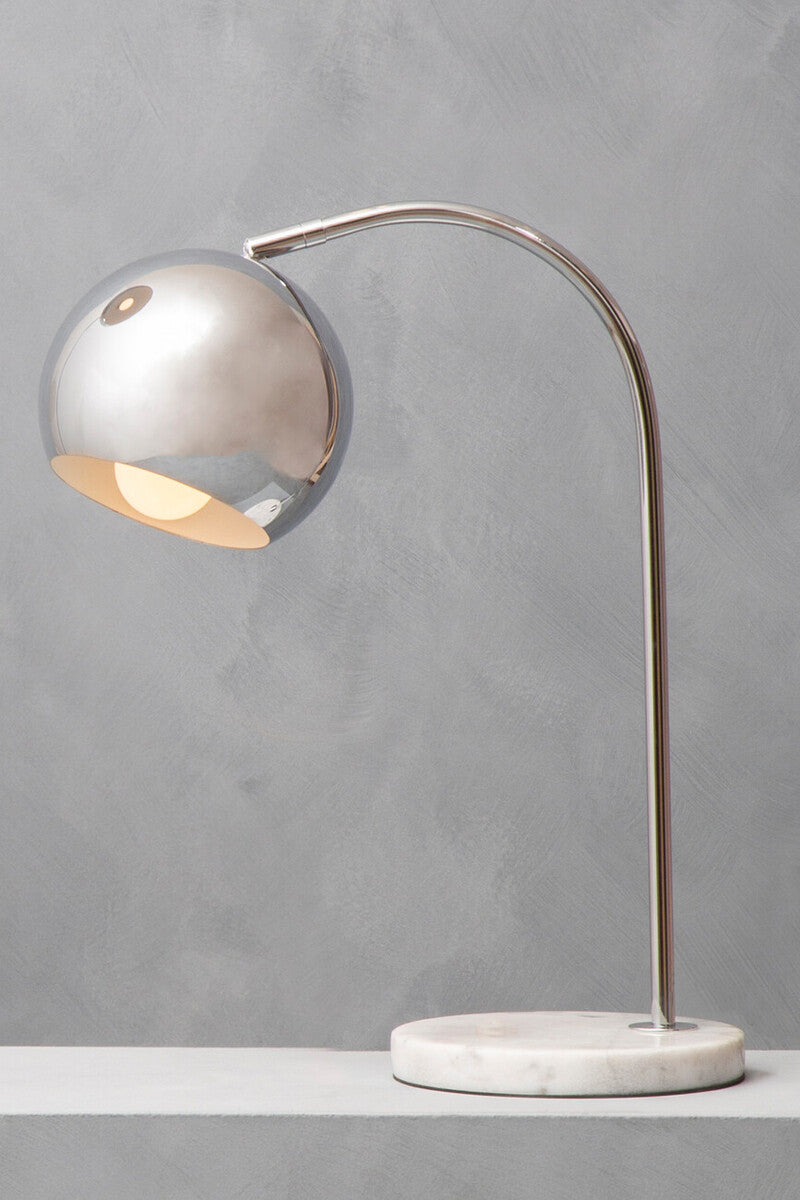 Karter Chrome Finish Table Lamp With White Base