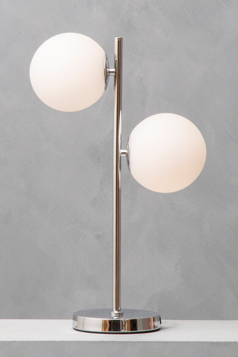 Karter White Glass With Chrome Table Lamp