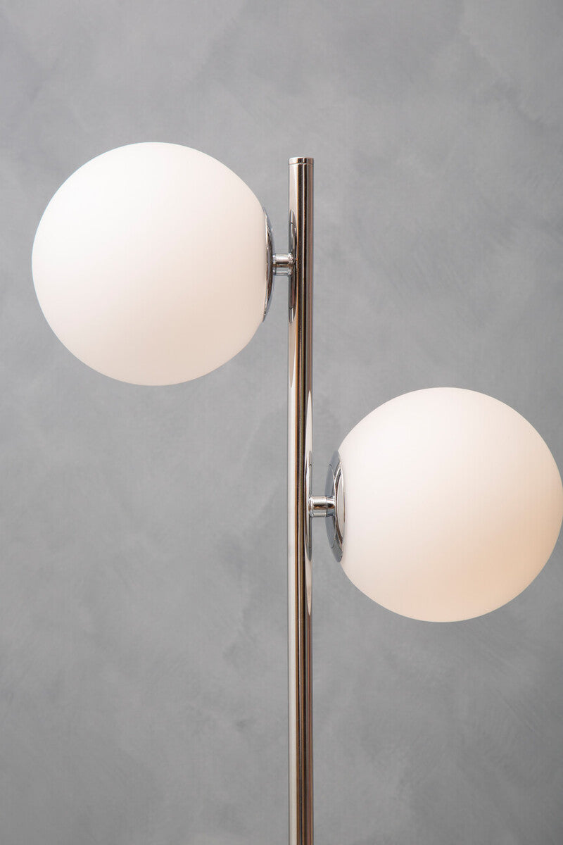 Karter White Glass With Chrome Table Lamp