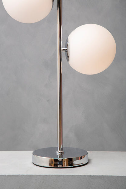 Karter White Glass With Chrome Table Lamp