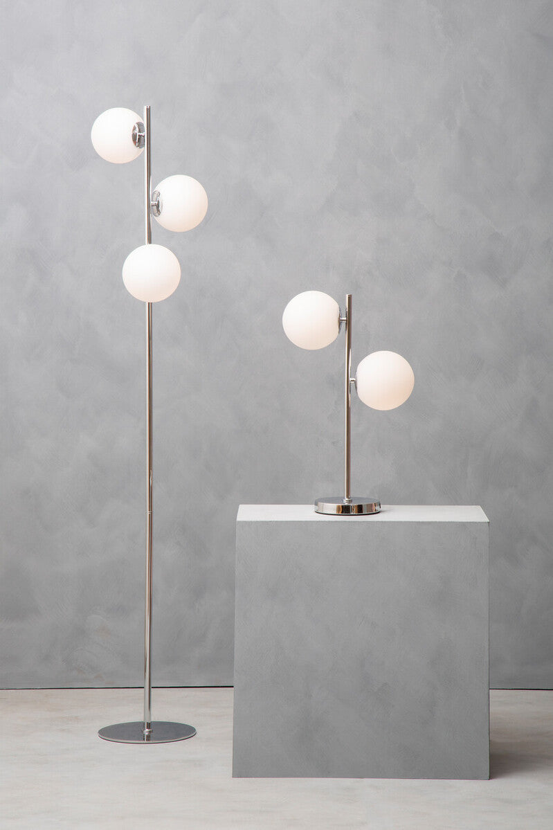 Karter Chrome Finish And White Glass Floor Lamp