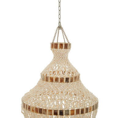 Palu Natural White and Amber Shell Pendant Light