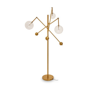 Abira Brass Finish 3 Bulb Floor Lamp with Glass Shades