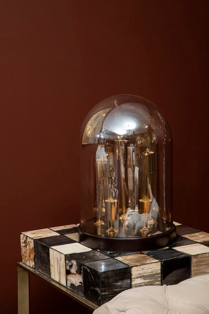 Dome Amber Glass Table Lamp
